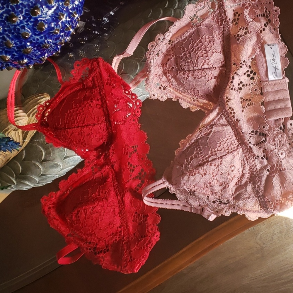 Bralettes, size small, 1 red, 1 pink